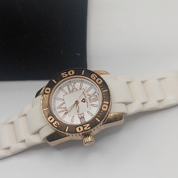 Swiss Legend Commander Saphitek Watch White Rubber Band Gold Bezel Accessory - Picture 10 of 10